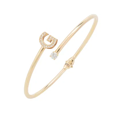 Latelita Women's Gold / White Initial Bangle Gold G