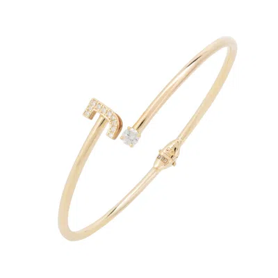 Latelita Women's Gold / White Initial Bangle Gold J In Multi