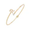 Latelita Women's Gold / White Initial Bangle Gold R In Gold