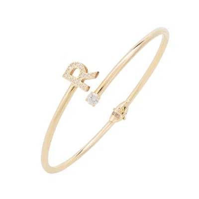 Latelita Women's Gold / White Initial Bangle Gold R
