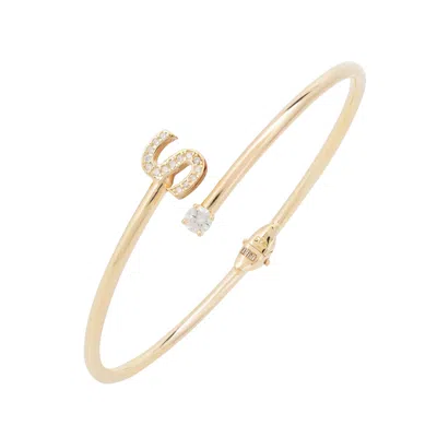 Latelita Women's Gold / White Initial Bangle Gold S