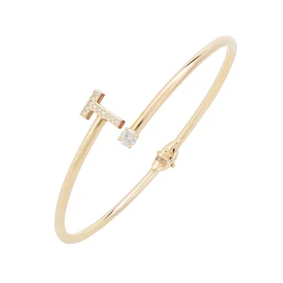 Latelita Women's Gold / White Initial Bangle Gold T