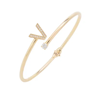 Latelita Women's Gold / White Initial Bangle Gold V