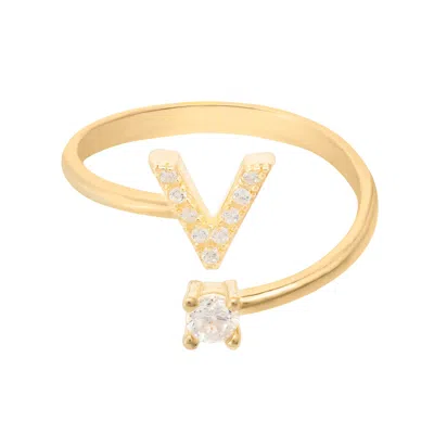 Latelita Women's Gold / White Initial Ring Gold V In Multi
