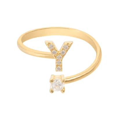 Latelita Women's Gold / White Initial Ring Gold Y In Multi