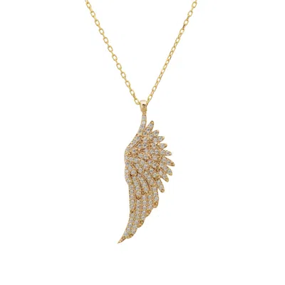 Latelita Women's Gold / White Large Angel Wing Necklace Gold In Multi