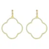 Latelita Women's Gold / White Open Clover Large Drop Earrings White Cz Gold In Multi