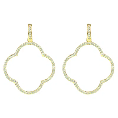 Latelita Women's Gold / White Open Clover Large Drop Earrings White Cz Gold In Multi