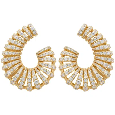 Latelita Women's Gold / White Parisian Swirl Hoop Earrings Gold In Multi