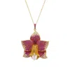 Latelita Women's Gold / White / Pink Daffodil With Pearl Pendant Necklace Gold Ruby Cz In Multi