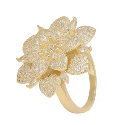 Latelita Women's Gold / White Primrose Flower Cocktail Ring Gold
