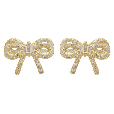 Latelita Women's Gold / White Ribbon Stud Earrings Gold