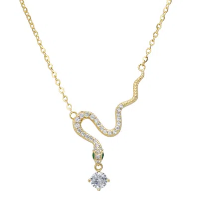 Latelita Women's Gold / White Slither Snake Pendant Necklace Gold In Multi