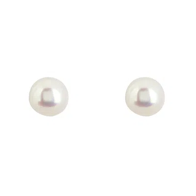 Latelita Women's Gold / White Solid 14k Gold 8mm Classic Natural Pearl Stud Earrings In Multi