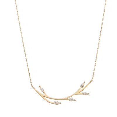 Latelita Women's Gold / White Solid 14k Gold Blooming Branch Necklace