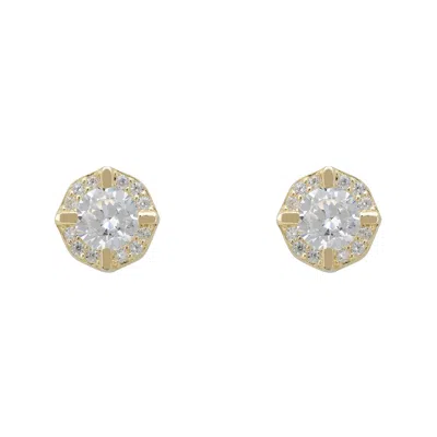 Latelita Women's Gold / White Solitaire Sparkle Stud Earrings Gold In Multi