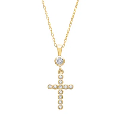 Latelita Women's Gold / White Sparkling Cross Pendant Necklace Gold In Burgundy