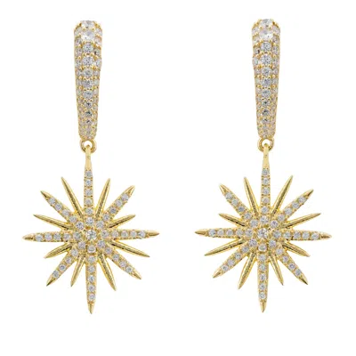 Latelita Women's Gold / White Star Burst Drop Earrings White Gold In Multi