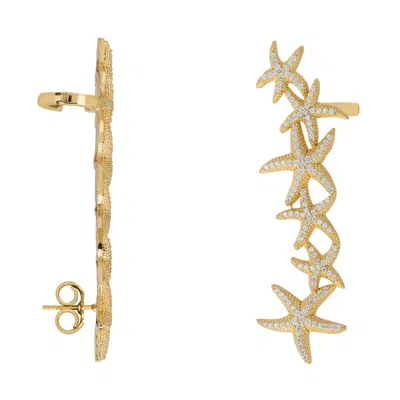 Latelita Women's Gold / White Starfish Ear-climber Gold Left Ear In Multi
