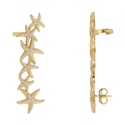 Latelita Women's Gold / White Starfish Ear-climber Gold Right Ear