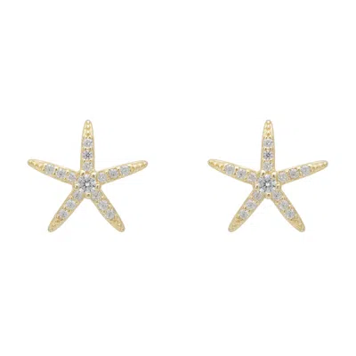Latelita Women's Gold / White Starfish Stud Earrings Gold In Multi