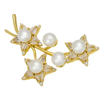 Latelita Women's Gold / White Starry Night Pearl Brooch Gold