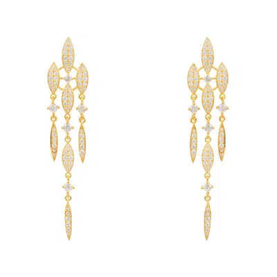 Latelita Women's Gold / White Valencia Statement Drop Earring White Cz Gold In Multi
