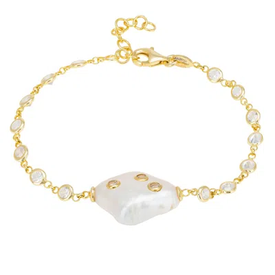 Latelita Women's Gold / White / Yellow Polka Dot Baroque Pearl Bracelet Gold
