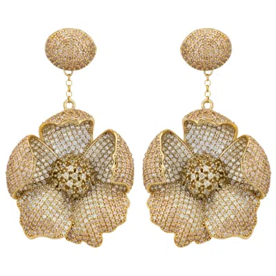 Latelita Women's Gold / White / Yellow Poppy Flower Drop Earrings Lemon Gold