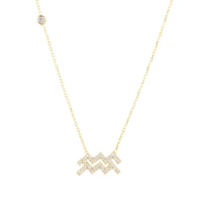 Latelita Women's Gold / White Zodiac Star Sign Pendant Necklace Gold Aquarius In Multi