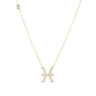 Latelita Women's Gold / White Zodiac Star Sign Pendant Necklace Gold Pisces In Multi