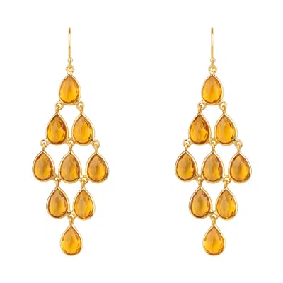 Latelita Women's Gold / Yellow / Orange Erviola Gemstone Cascade Earrings Gold Citrine Hydro