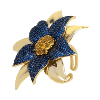 Latelita Women's Gold / Yellow / Orange Marguerite Daisy Flower Cocktail Ring Sapphire Gold