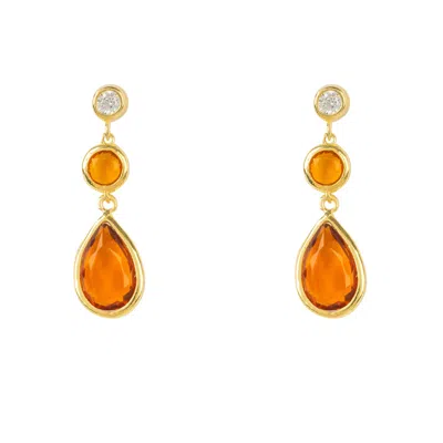 Latelita Women's Gold / Yellow / Orange Tuscany Gemstone Drop Earring Gold Citrine