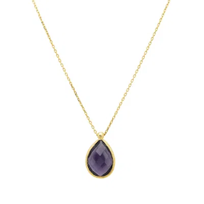 Latelita Women's Gold / Yellow Petite Drop Necklace Gold Amethyst Hydro