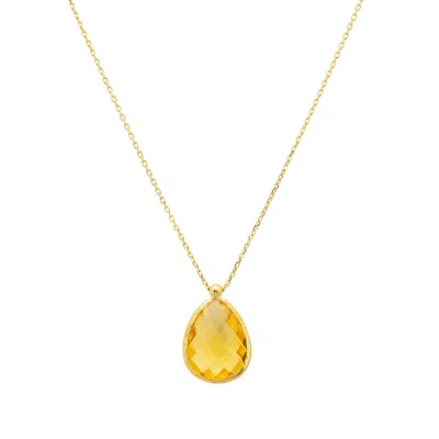 Latelita Women's Gold / Yellow Petite Drop Necklace Gold Citrine Hydro