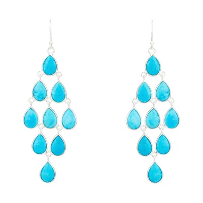 Latelita Women's Green / Blue / Silver Erviola Gemstone Cascade Earrings Silver Turquoise In Multi