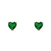 Latelita Women's Green / Gold Asscher Cut Heart Stud Earrings Gold Emerald