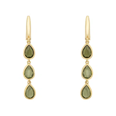 Latelita Women's Green / Gold Sardinia Triple Teardrop Earrings Gold Peridot In Multi