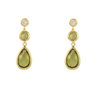 Latelita Women's Green / Gold Tuscany Gemstone Drop Earring Gold Peridot In Multi