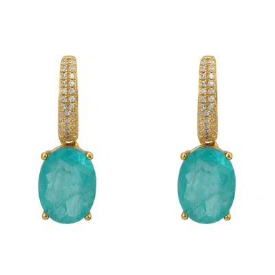 Latelita Women's Green / Gold / White Alexandra Oval Drop Earrings Gold Paraiba Tourmaline In Multi