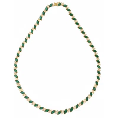 Latelita Women's Green / Gold / White Viscountess Statement Tennis Necklace Emerald Gold