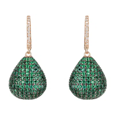 Latelita Women's Green / Rose Gold Valerie Pear Drop Gemstone Earring Rosegold Emerald