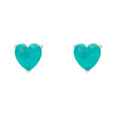 Latelita Women's Green / Silver / Blue Amore Heart Stud Earrings Paraiba Tourmaline Silver In Multi