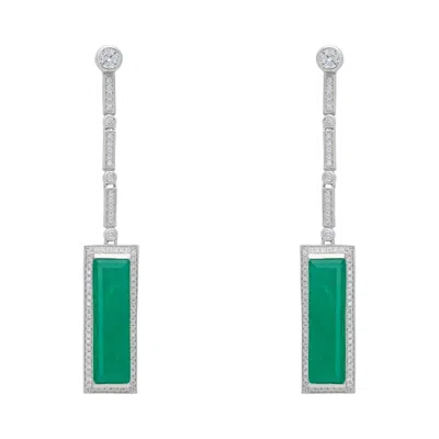 Latelita Women's Green / Silver / White Margaux Colombian Emerald Drop Earrings Silver