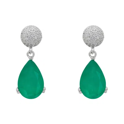 Latelita Women's Green / Silver / White Mia Colombian Emerald Drop Earrings Silver