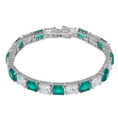 Latelita Women's Green / Silver / White Penelope Tennis Bracelet Emerald Silver In Multi