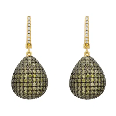 Latelita Women's Green / White / Gold Valerie Pear Drop Gemstone Earrings Gold Peridot Cz In Multi