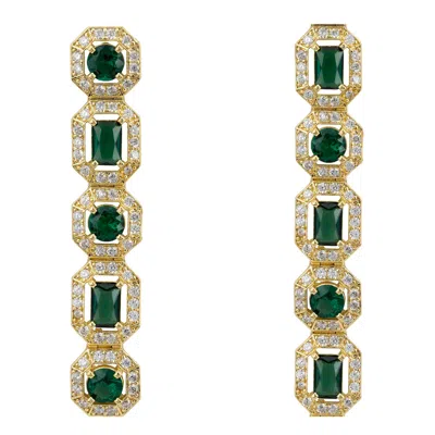 Latelita Women's Green / White / Gold Whistledown Emerald Drop Earrings Gold