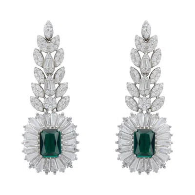 Latelita Women's Green / White / Silver Countess Gemstone Drop Earrings Emerald Silver